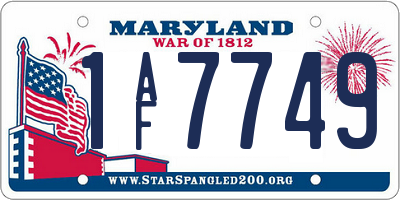 MD license plate 1AF7749