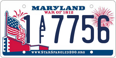MD license plate 1AF7756