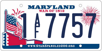 MD license plate 1AF7757