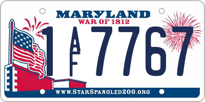 MD license plate 1AF7767