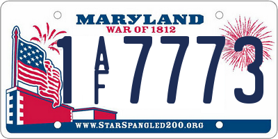 MD license plate 1AF7773