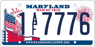 MD license plate 1AF7776