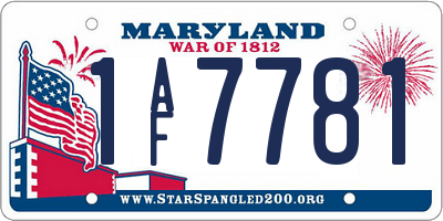 MD license plate 1AF7781