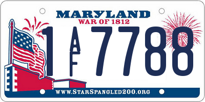 MD license plate 1AF7788
