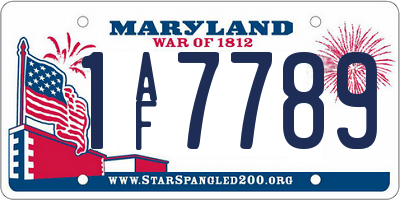 MD license plate 1AF7789
