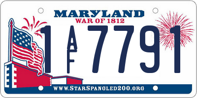 MD license plate 1AF7791