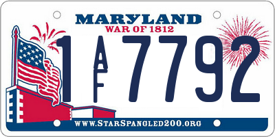 MD license plate 1AF7792