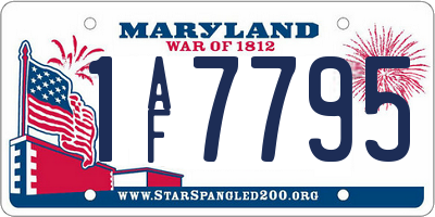 MD license plate 1AF7795
