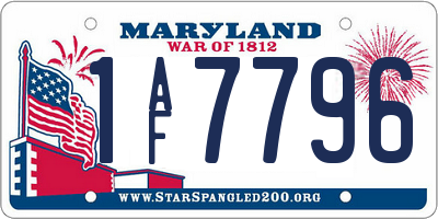 MD license plate 1AF7796