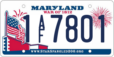 MD license plate 1AF7801