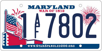 MD license plate 1AF7802