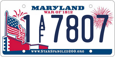 MD license plate 1AF7807