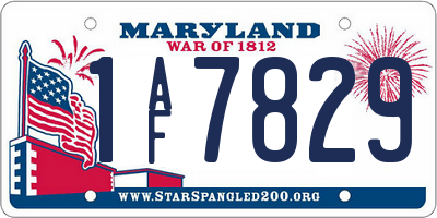 MD license plate 1AF7829