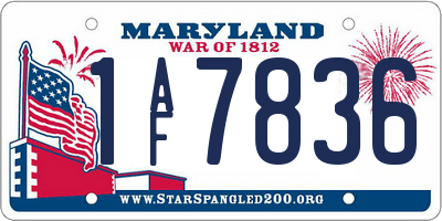 MD license plate 1AF7836