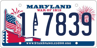 MD license plate 1AF7839