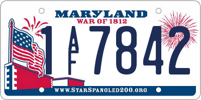 MD license plate 1AF7842