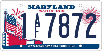 MD license plate 1AF7872