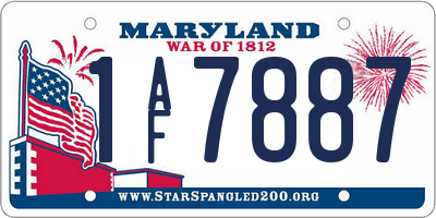 MD license plate 1AF7887
