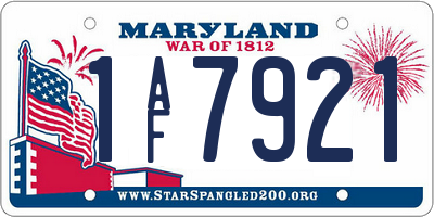 MD license plate 1AF7921