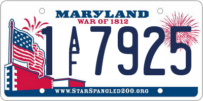 MD license plate 1AF7925