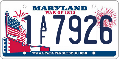 MD license plate 1AF7926