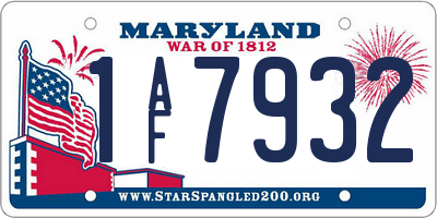 MD license plate 1AF7932