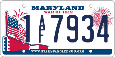 MD license plate 1AF7934