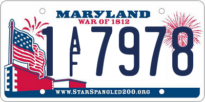 MD license plate 1AF7978
