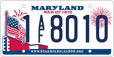 MD license plate 1AF8010