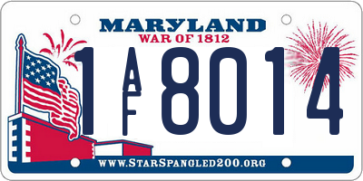MD license plate 1AF8014