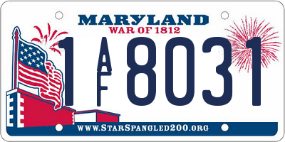 MD license plate 1AF8031