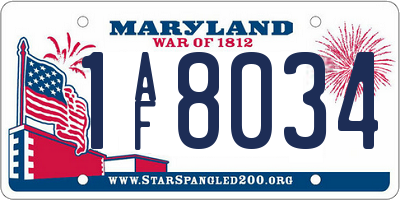 MD license plate 1AF8034