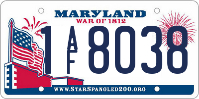 MD license plate 1AF8038
