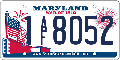 MD license plate 1AF8052