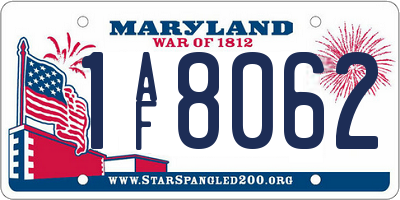 MD license plate 1AF8062