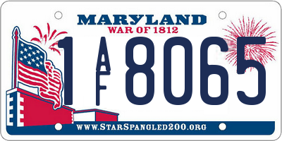 MD license plate 1AF8065