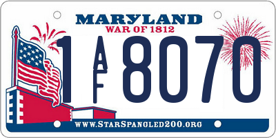 MD license plate 1AF8070