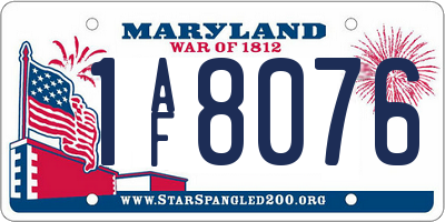MD license plate 1AF8076