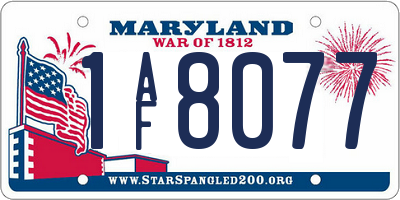 MD license plate 1AF8077