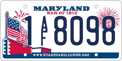 MD license plate 1AF8098