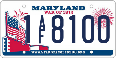 MD license plate 1AF8100