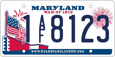 MD license plate 1AF8123