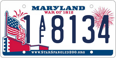 MD license plate 1AF8134