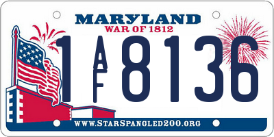 MD license plate 1AF8136