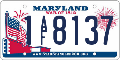 MD license plate 1AF8137
