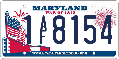 MD license plate 1AF8154