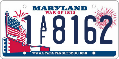 MD license plate 1AF8162