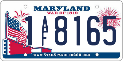 MD license plate 1AF8165