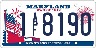 MD license plate 1AF8190