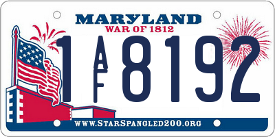 MD license plate 1AF8192